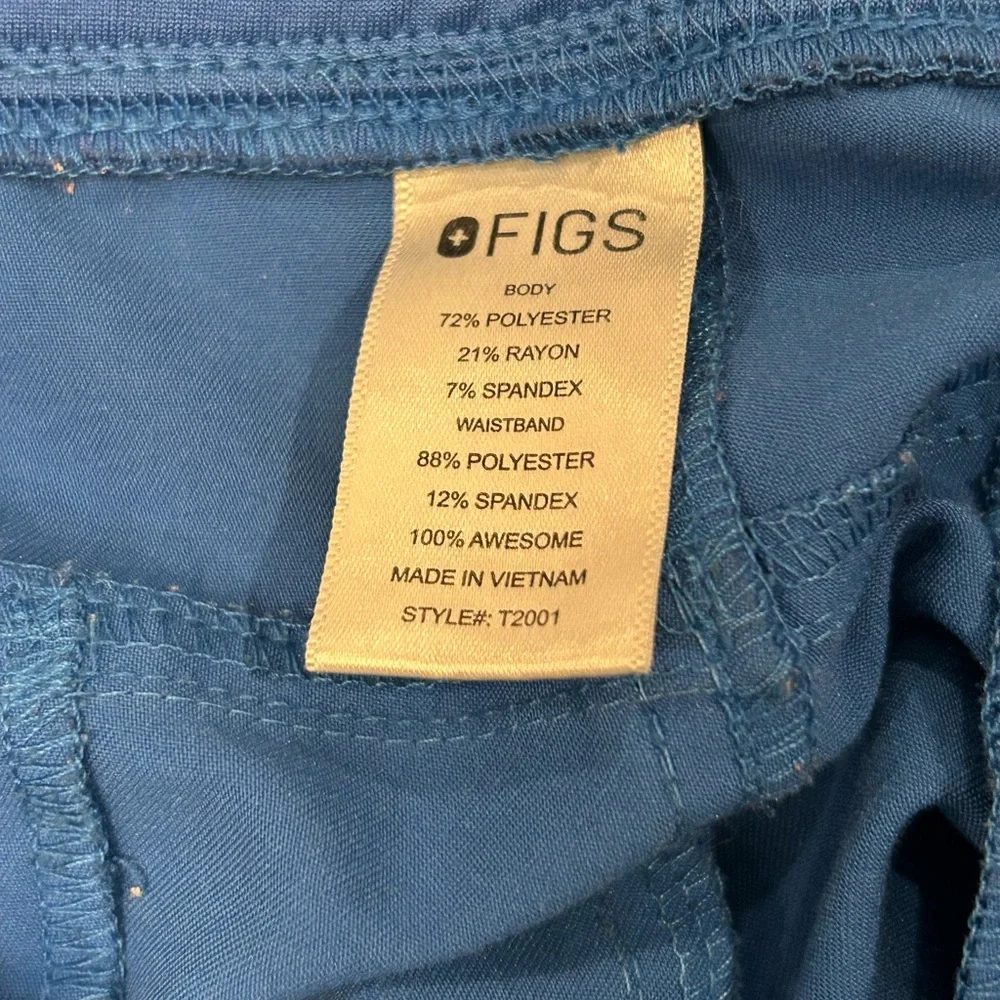 Figs Pocketed Scrub Drawstring Pants in‎ Blue Large